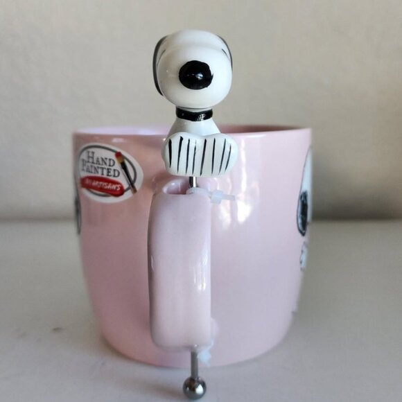 Peanuts Snoopy Valentines Mug with Stirrer Coffee Tea Pink with Hearts Zrike - Picture 4 of 6
